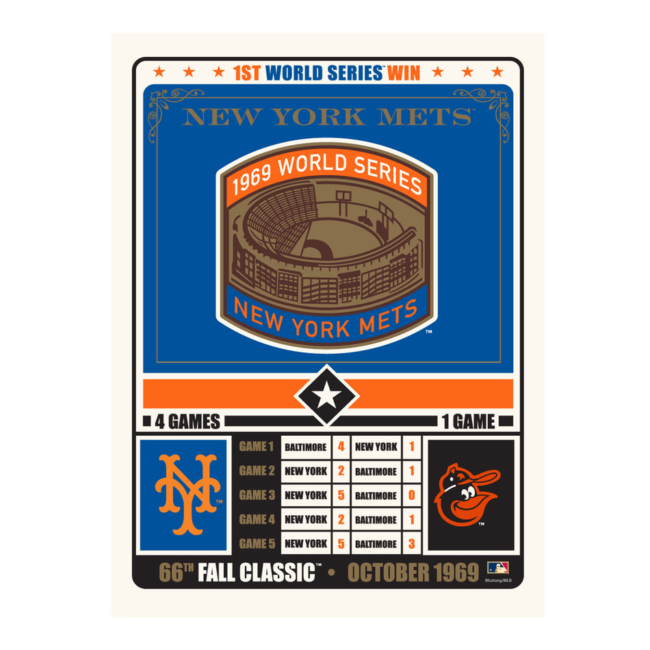 New York Mets 12x16 Print Fall Classic Match Up 1969