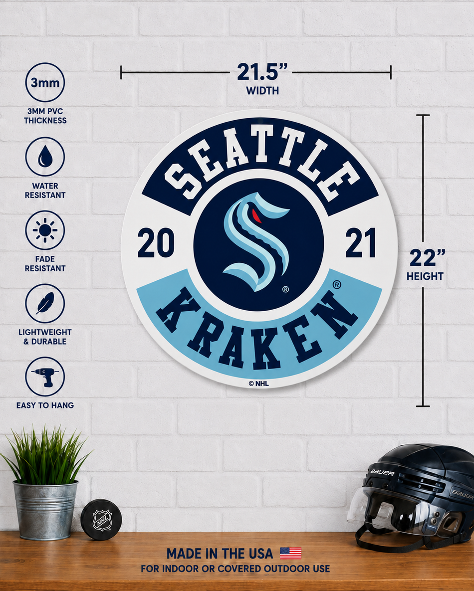 Seattle Kraken | 22" Cog Round Wall Sign