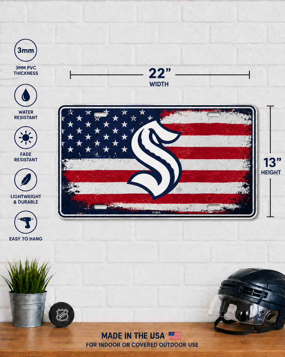 Seattle Kraken | 13"x 22" Patriot Flag Wall Sign