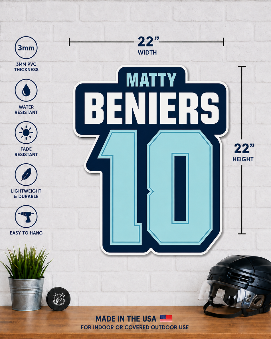 Seattle Kraken | 22" Player Name and Number Wall Sign