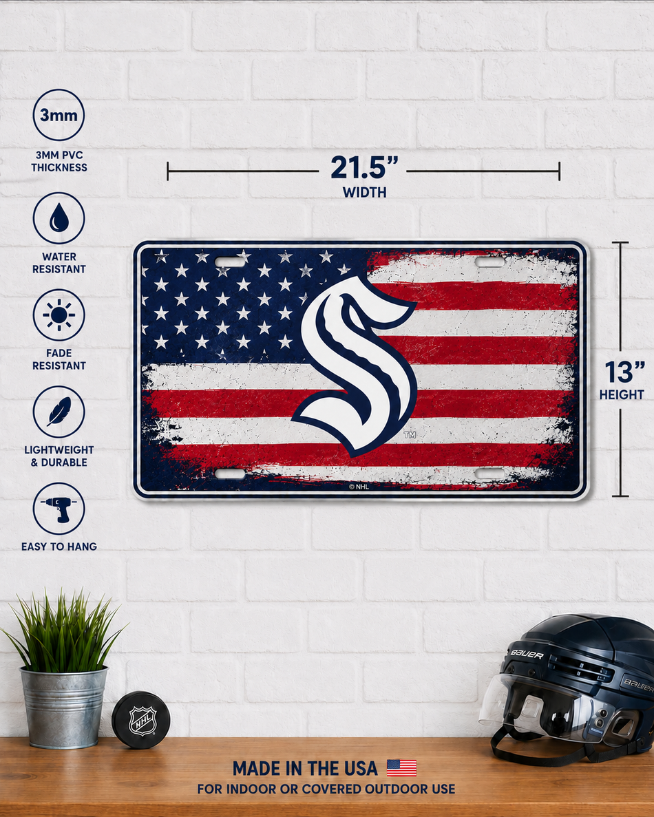 Seattle Kraken | 13"x 22" Patriot Flag Wall Sign
