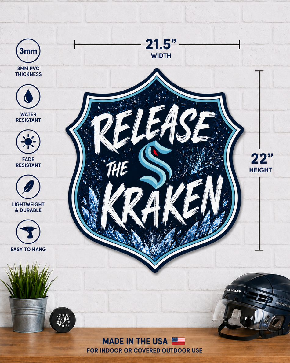 Seattle Kraken | 22" Slogan Shield Wall Sign
