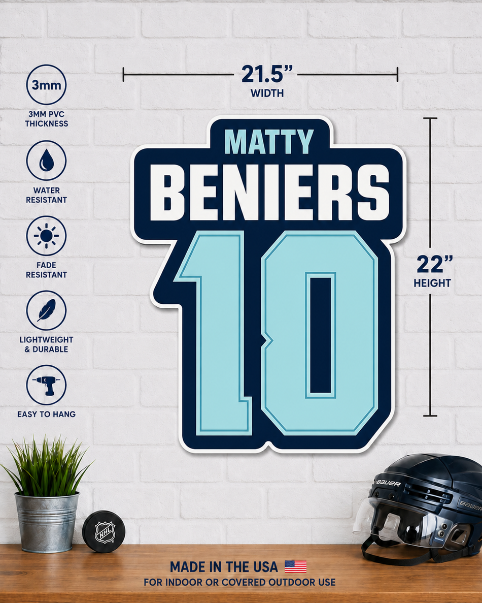 Seattle Kraken | 22" Player Name and Number Wall Sign