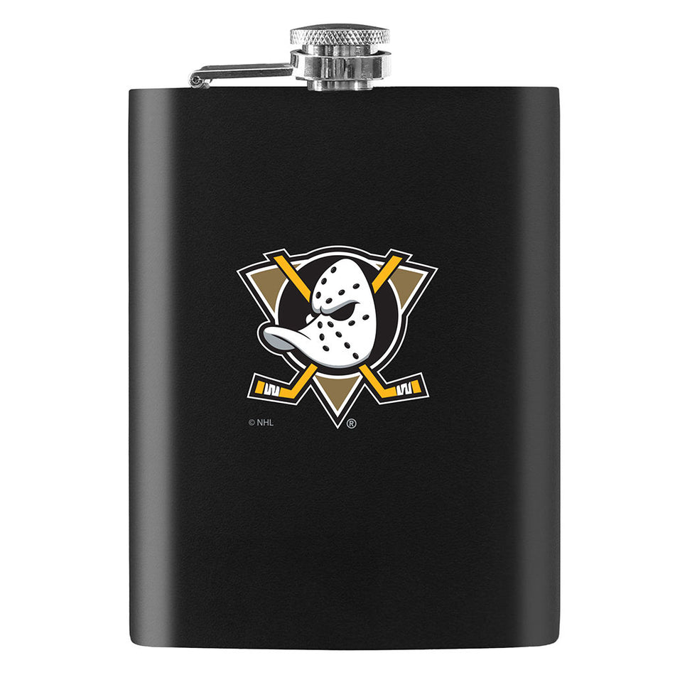 Anaheim Ducks Mighty Duck Flask - 8oz Black Embossed