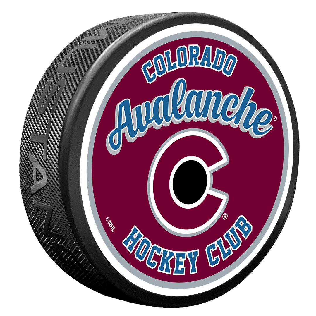 Colorado Avalanche Puck | Retro Script | Sports Decor