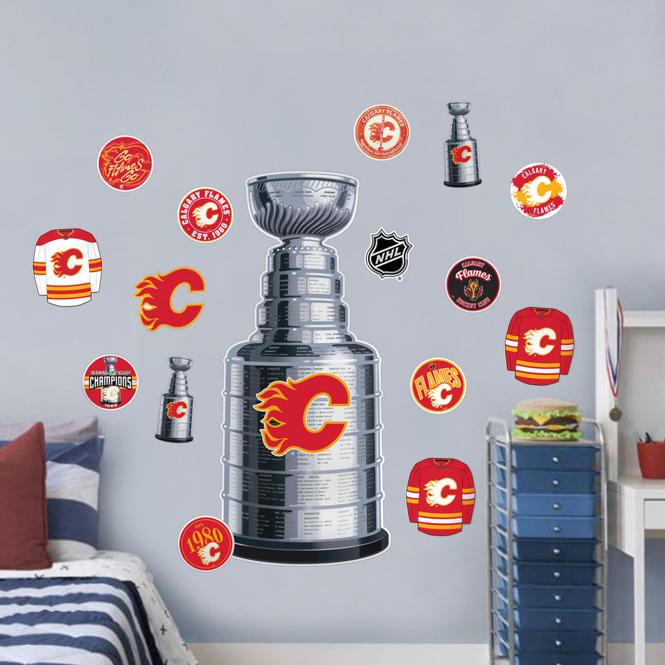 Calgary Flames Repositionable Wall Decal Set - STANLEY CUP