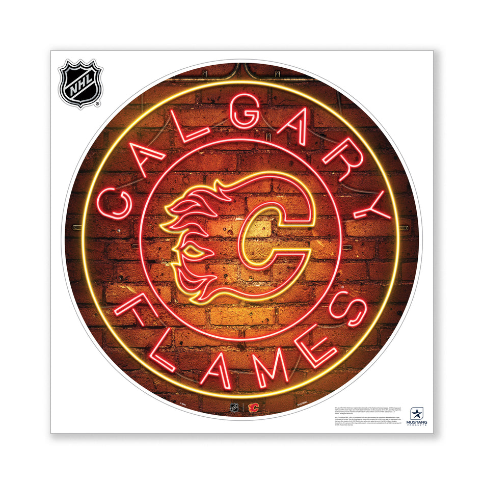 Calgary Flames 28X28 Repositionable Wall Decal - Neon
