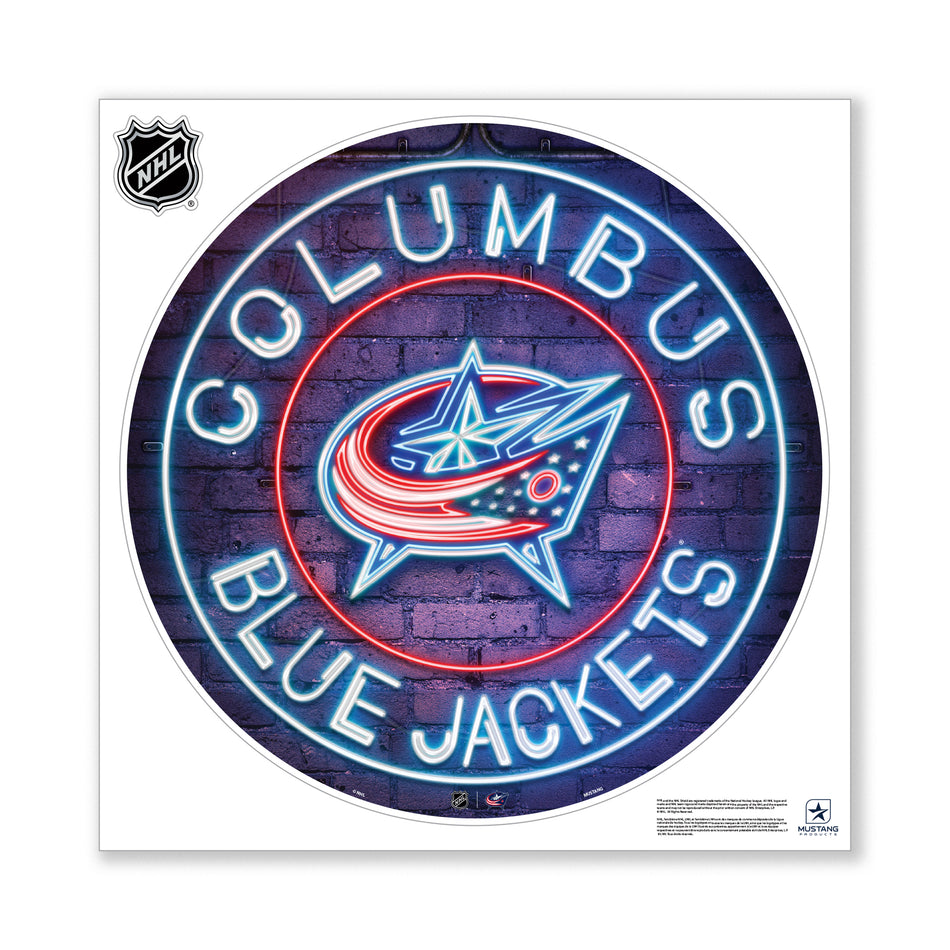 Columbus Blue Jackets 28X28 Repositionable Wall Decal - Neon