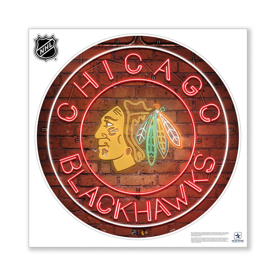 Chicago Blackhawks 28X28 Repositionable Wall Decal - Neon