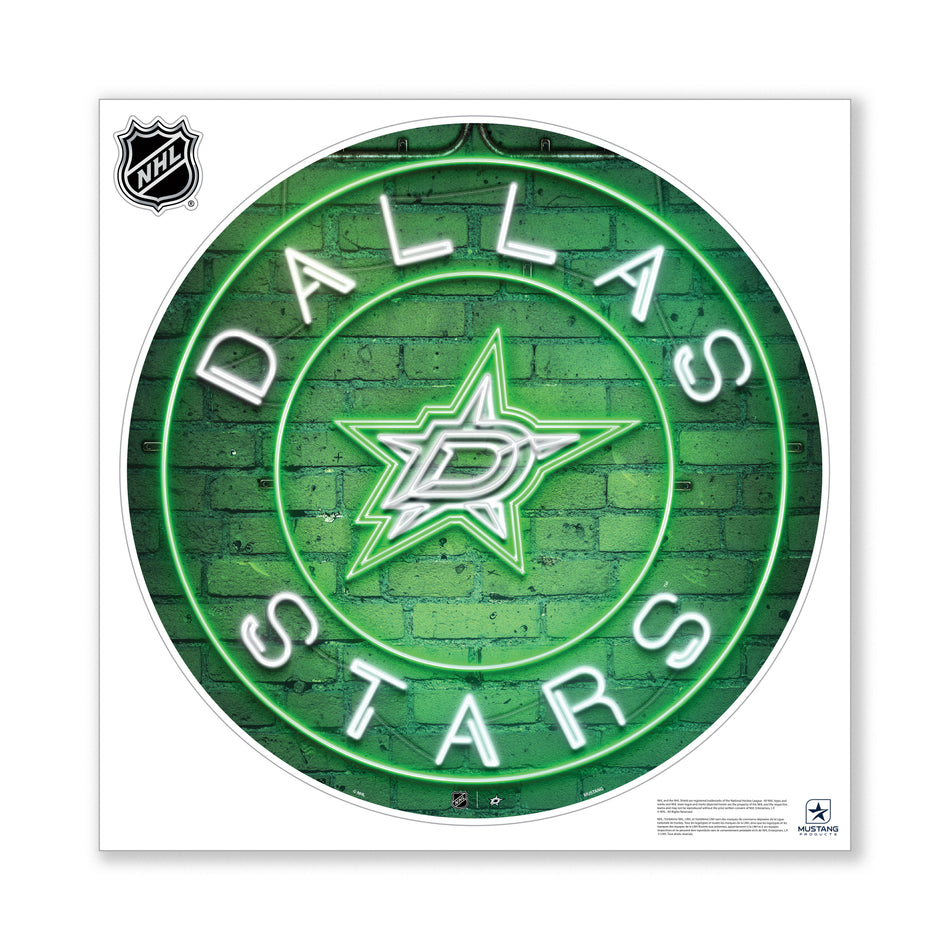 Dallas Stars 28X28 Repositionable Wall Decal - Neon
