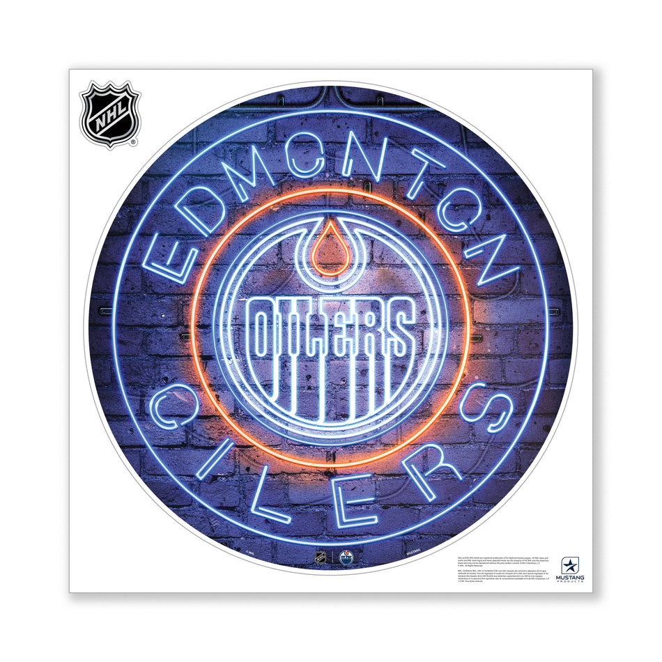 Edmonton Oilers 28X28 Repositionable Wall Decal - Neon
