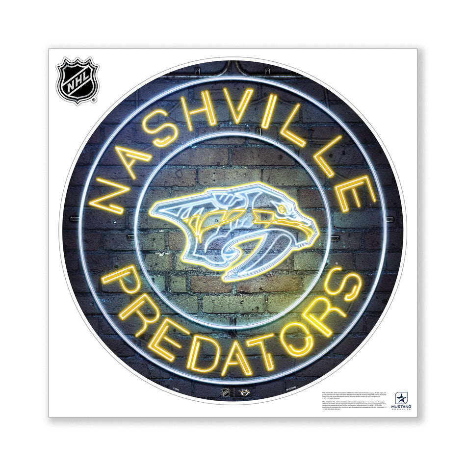 Nashville Predators 28X28 Repositionable Wall Decal - Neon