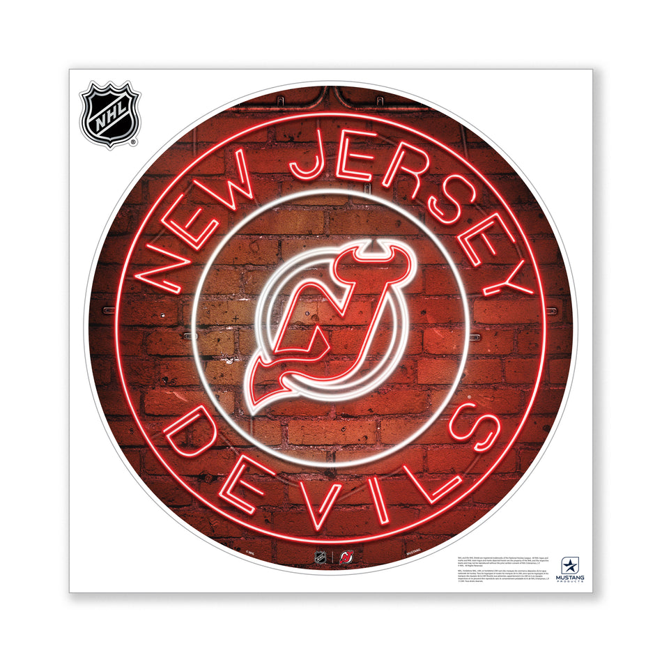 New Jersey Devils 28X28 Repositionable Wall Decal - Neon