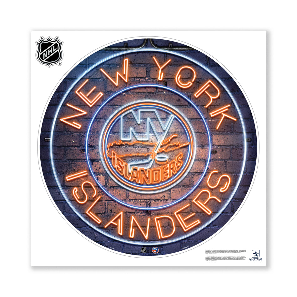 New York Islanders 28X28 Repositionable Wall Decal - Neon