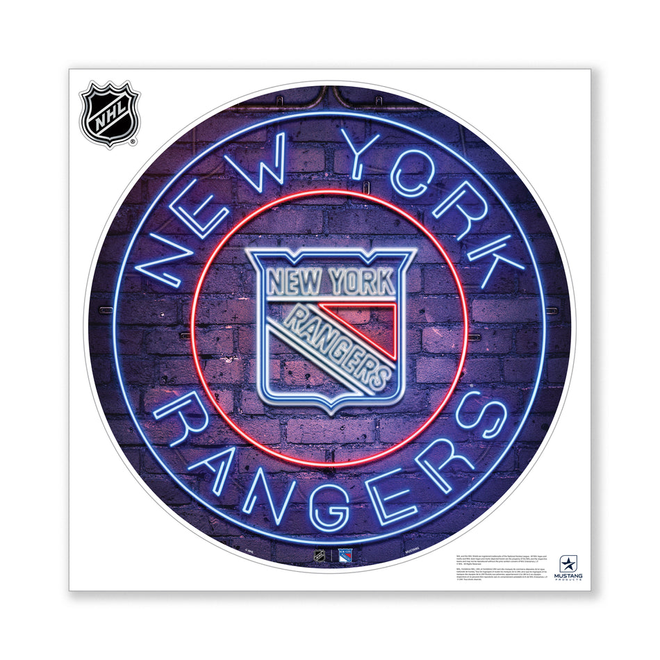 New York Rangers 28X28 Repositionable Wall Decal - Neon