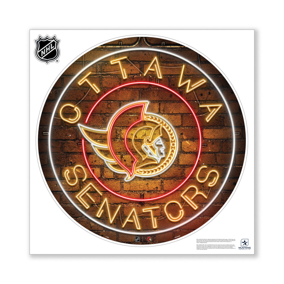 Ottawa Senators 28X28 Repositionable Wall Decal - Neon