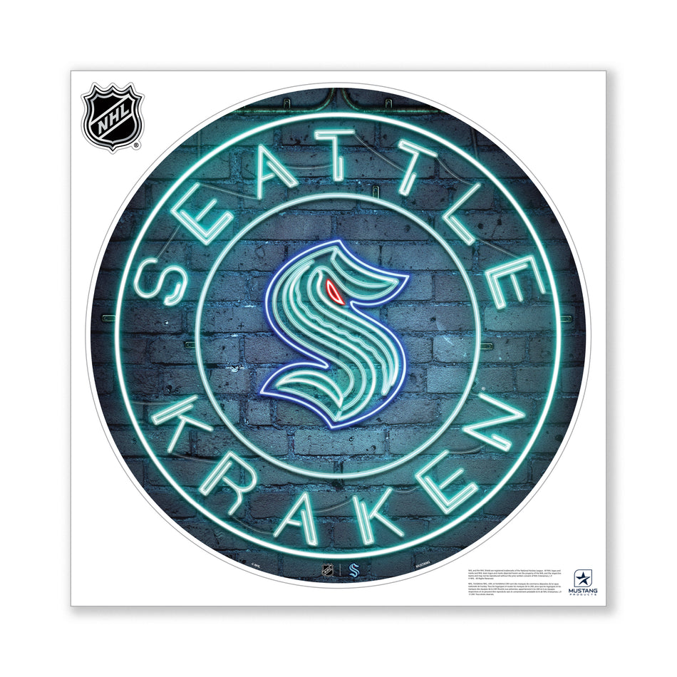 Seattle Kraken 28X28 Repositionable Wall Decal - Neon