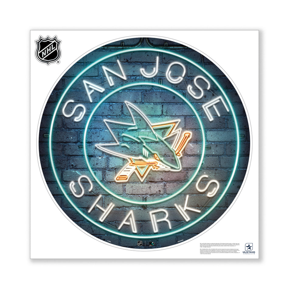 San Jose Sharks 28X28 Repositionable Wall Decal - Neon