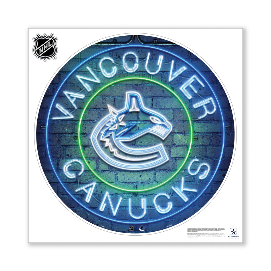 Vancouver Canucks 28X28 Repositionable Wall Decal - Neon