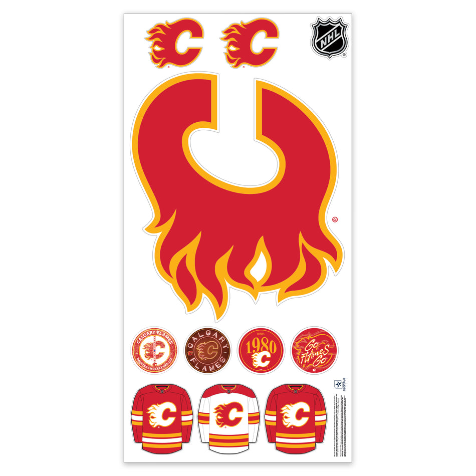Calgary Flames Repositionable Wall Decal Set - Team Logos