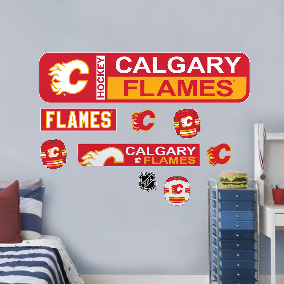 Calgary Flames Repositionable Wall Decal Set - Street Signs