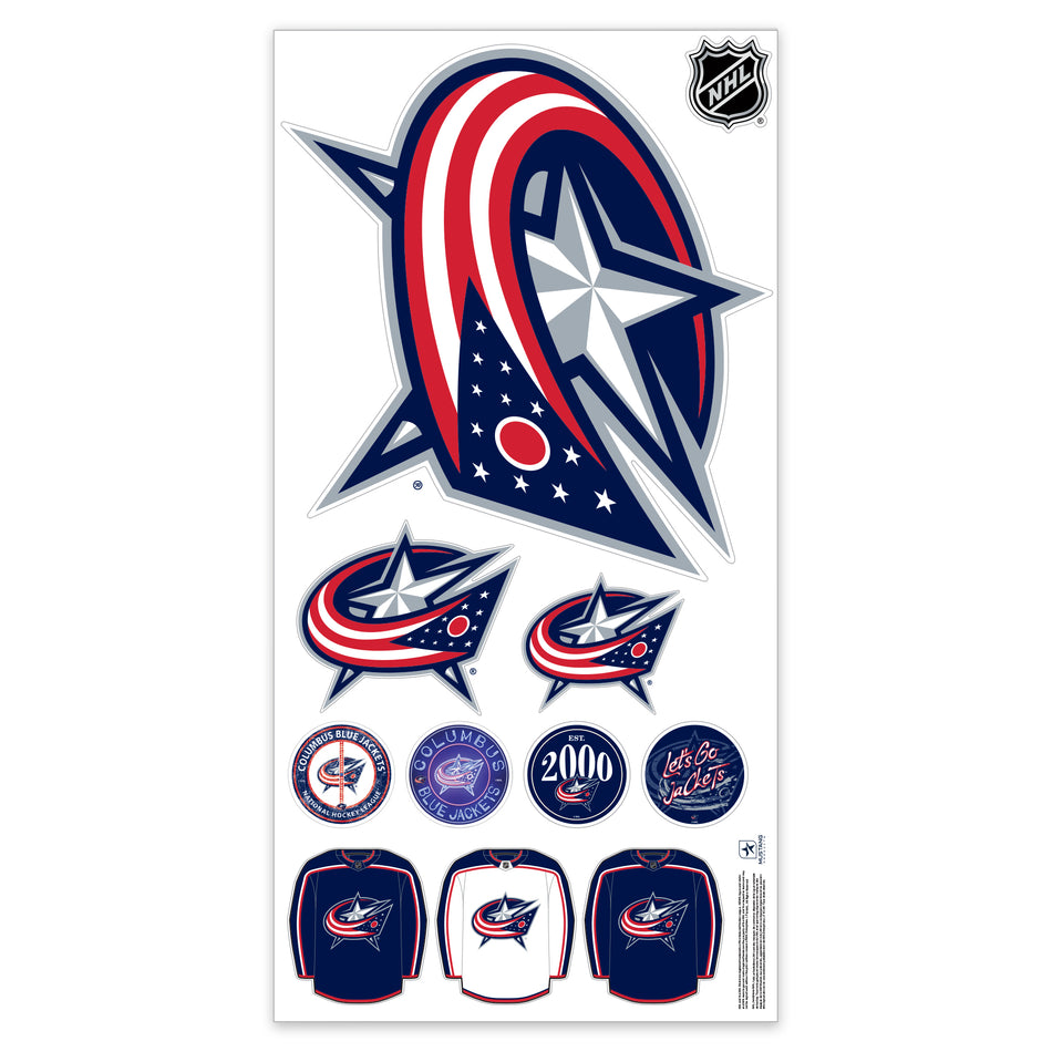 Columbus Blue Jackets Repositionable Wall Decal Set - Team Logos