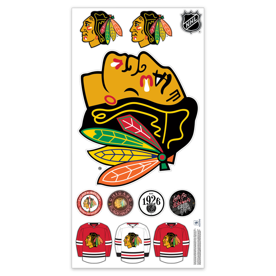 Chicago Blackhawks Repositionable Wall Decal Set - Team Logos