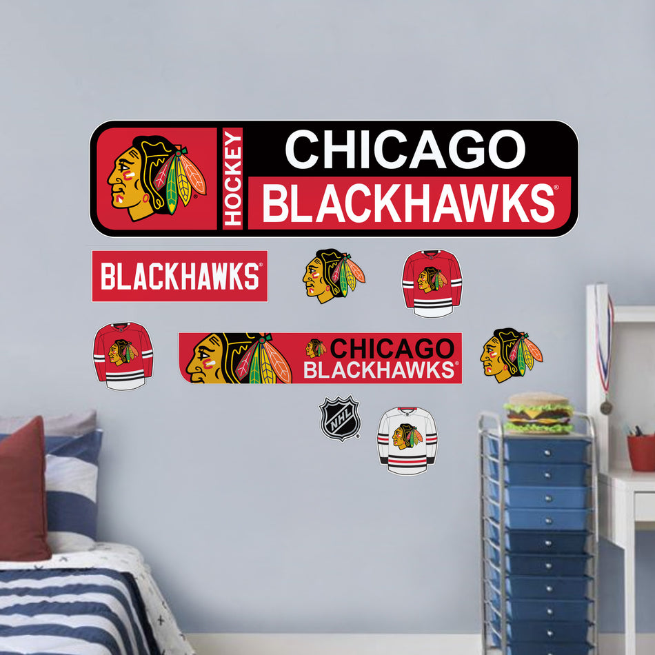 Chicago Blackhawks Repositionable Wall Decal Set - Street Signs