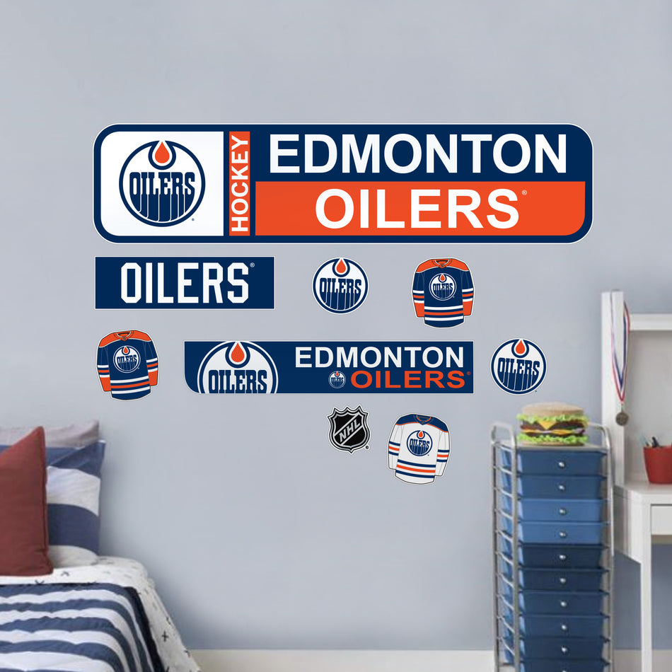 Edmonton Oilers Repositionable Wall Decal Set - Street Signs