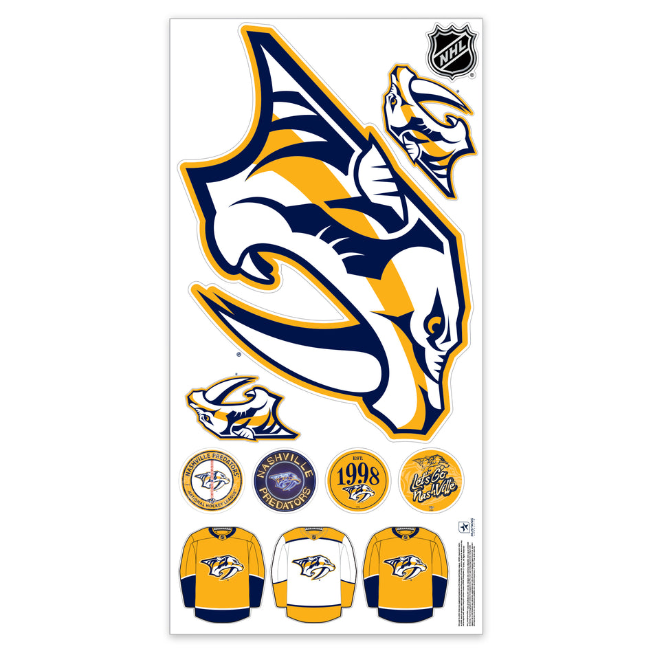 Nashville Predators Repositionable Wall Decal Set - Team Logos