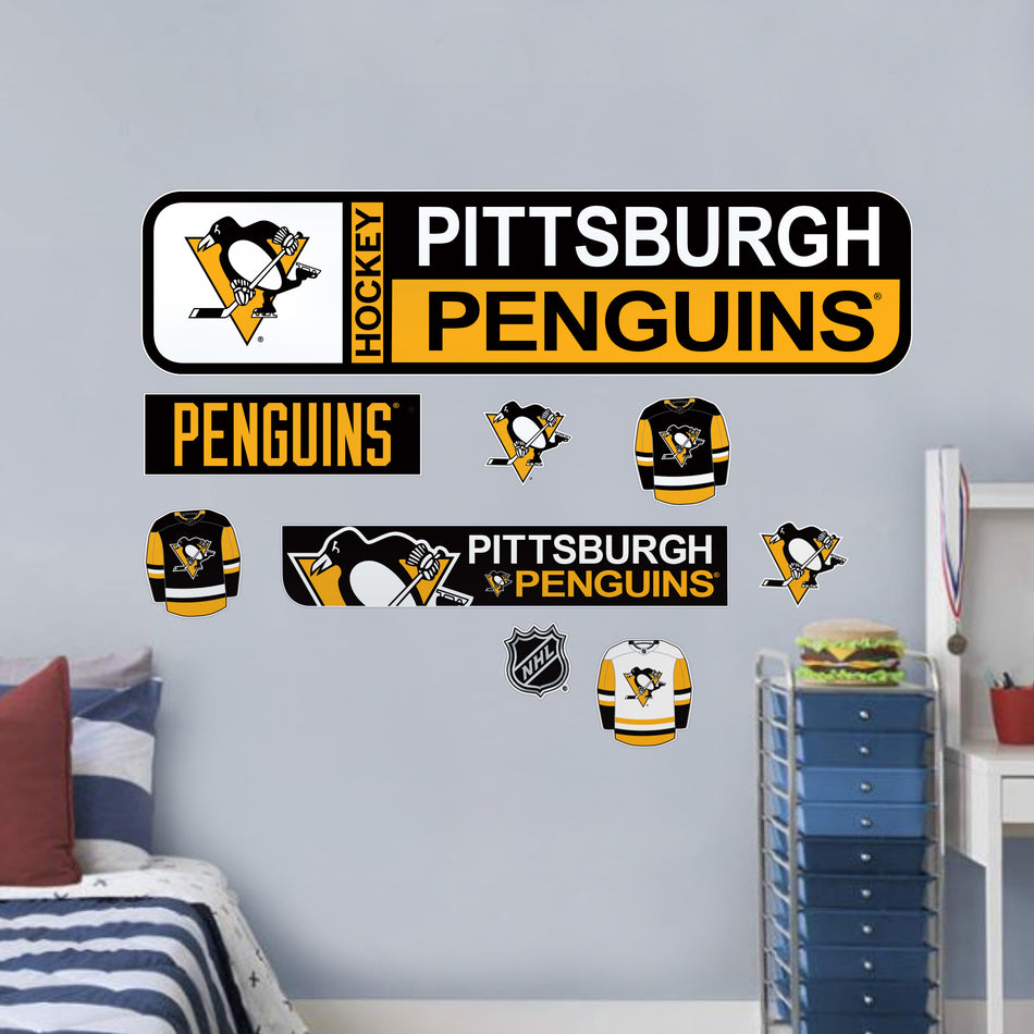 Pittsburgh Penguins Repositionable Wall Decal Set - Street Signs