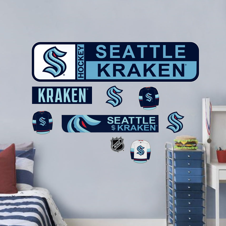 Seattle Kraken Repositionable Wall Decal Set - Street Signs