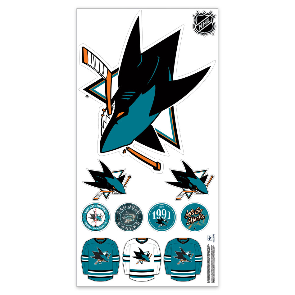 San Jose Sharks Repositionable Wall Decal Set - Team Logos