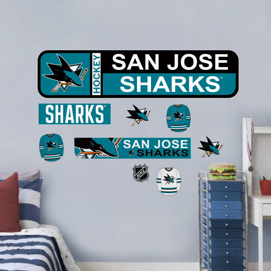 San Jose Sharks Repositionable Wall Decal Set - Street Signs