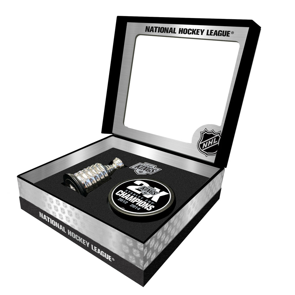 LA Kings Stanley Cup Champs Puck + Replica Cup Gift Box Set