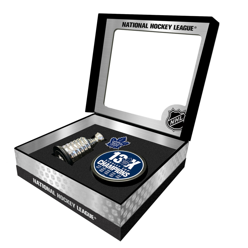 Toronto Maple Leafs Stanley Cup Champs Puck + Replica Cup Gift Box Set