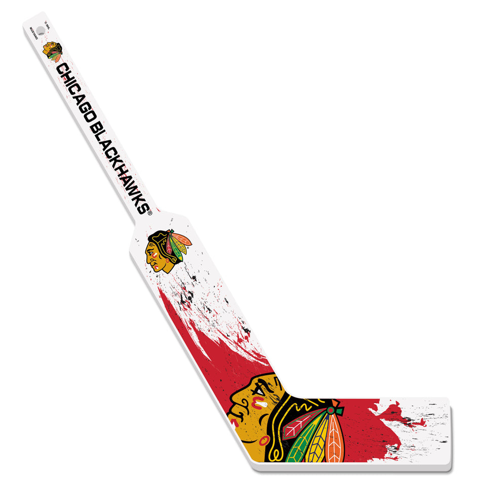 Chicago Blackhawks Mini Stick | Wood Splatter Goalie Stick