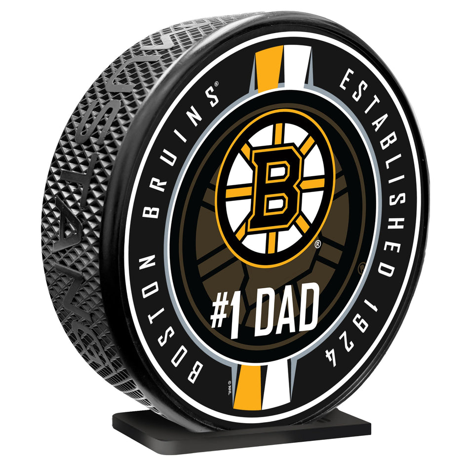 Boston Bruins | 8" MEGA Puck | #1 Dad Ribbon