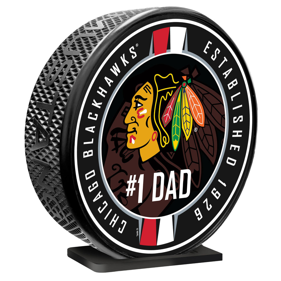 Chicago Blackhawks | 8" MEGA Puck | #1 Dad Ribbon