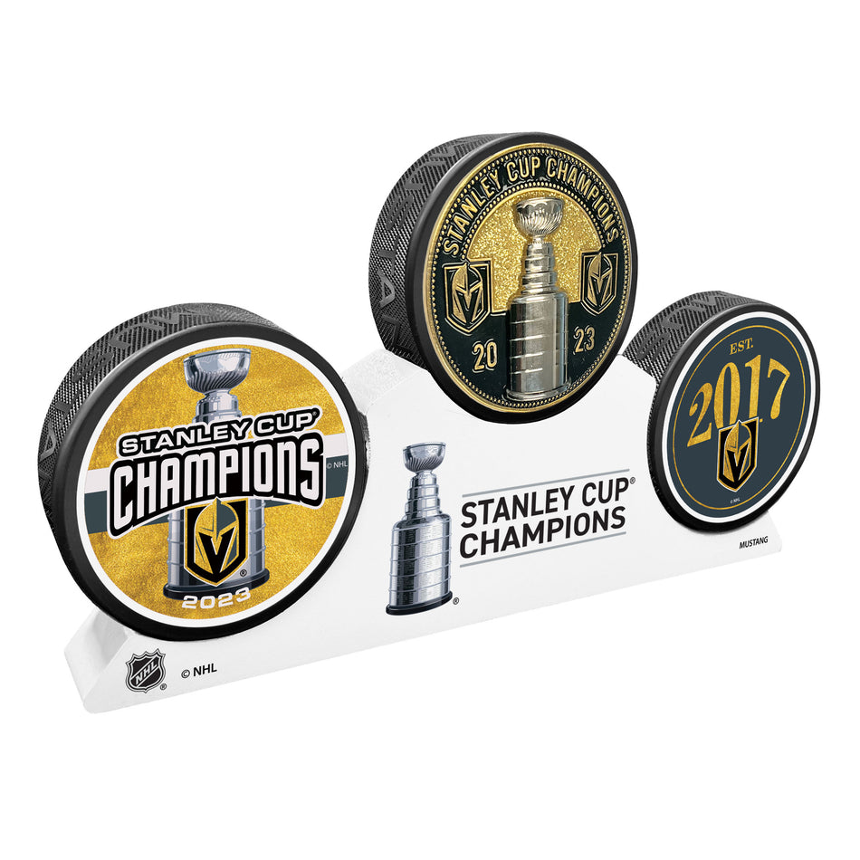 Vegas Golden Knights - Elite Medallion 3 Puck Podium Set