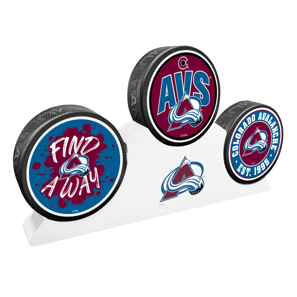 Colorado Avalanche - 3 Puck Podium Set