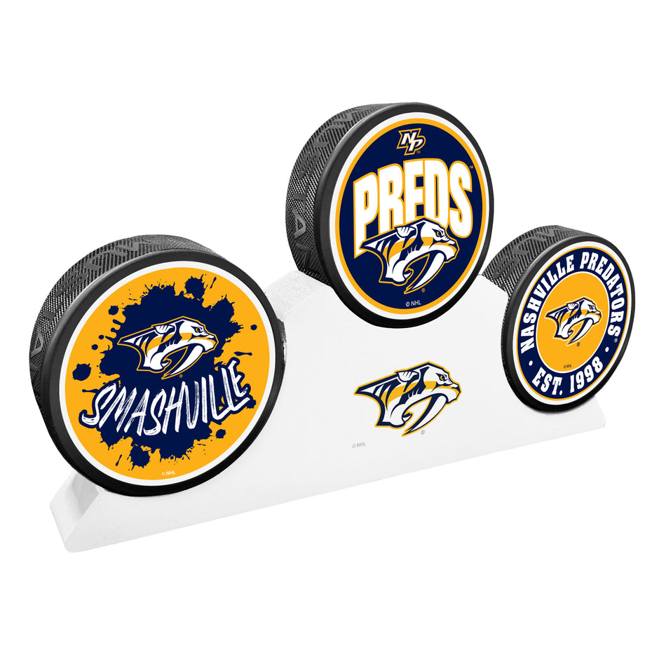 Nashville Predators - 3 Puck Podium Set