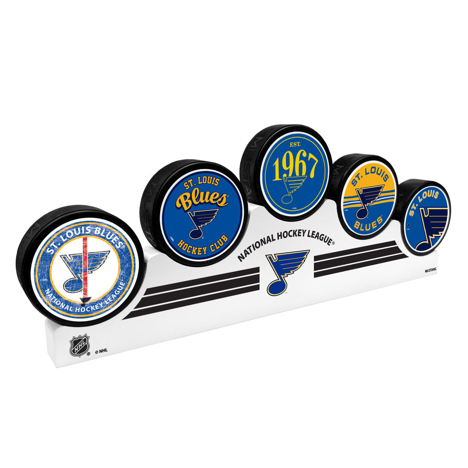 St. Louis Blues - 5 Puck Podium Set