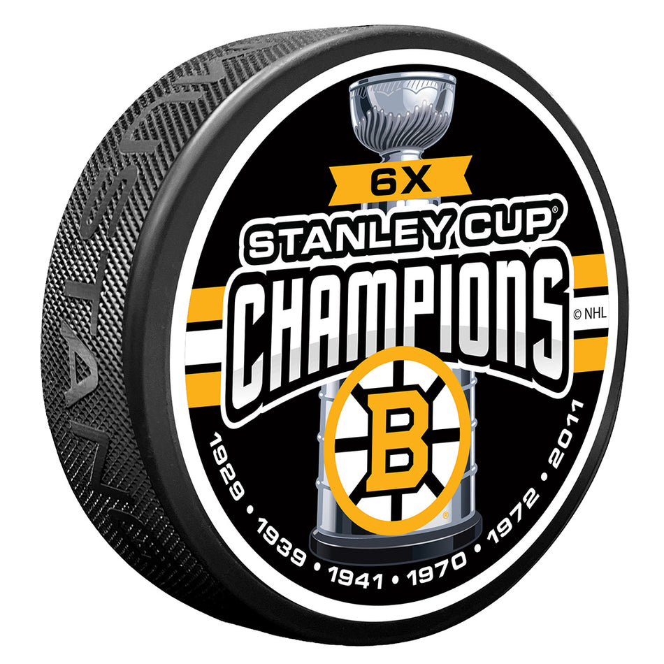Boston Bruins Puck -  6 TIME CHAMPS
