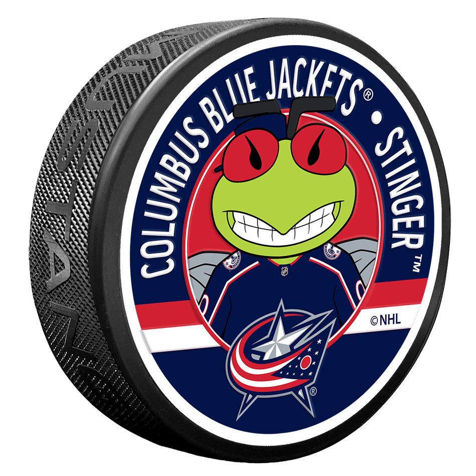 Columbus Blue Jackets Stinger Mascot Textured Puck