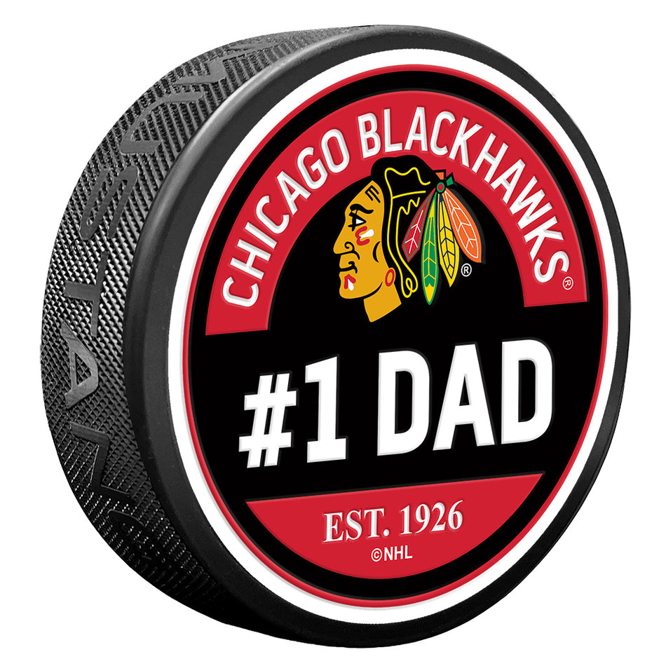 Chicago Blackhawks #1 Dad Textured Puck