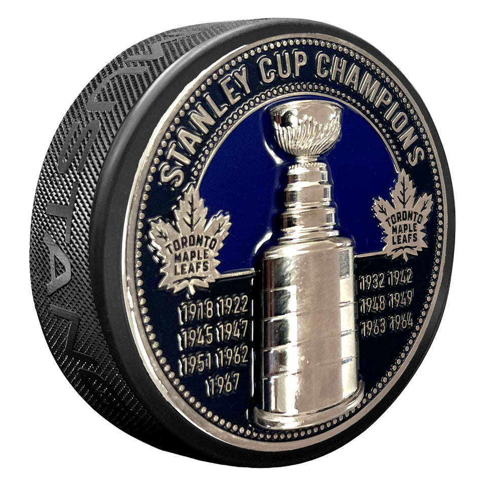 Toronto Maple Leafs Puck - Ultra 3D Stanley Cup Medallion
