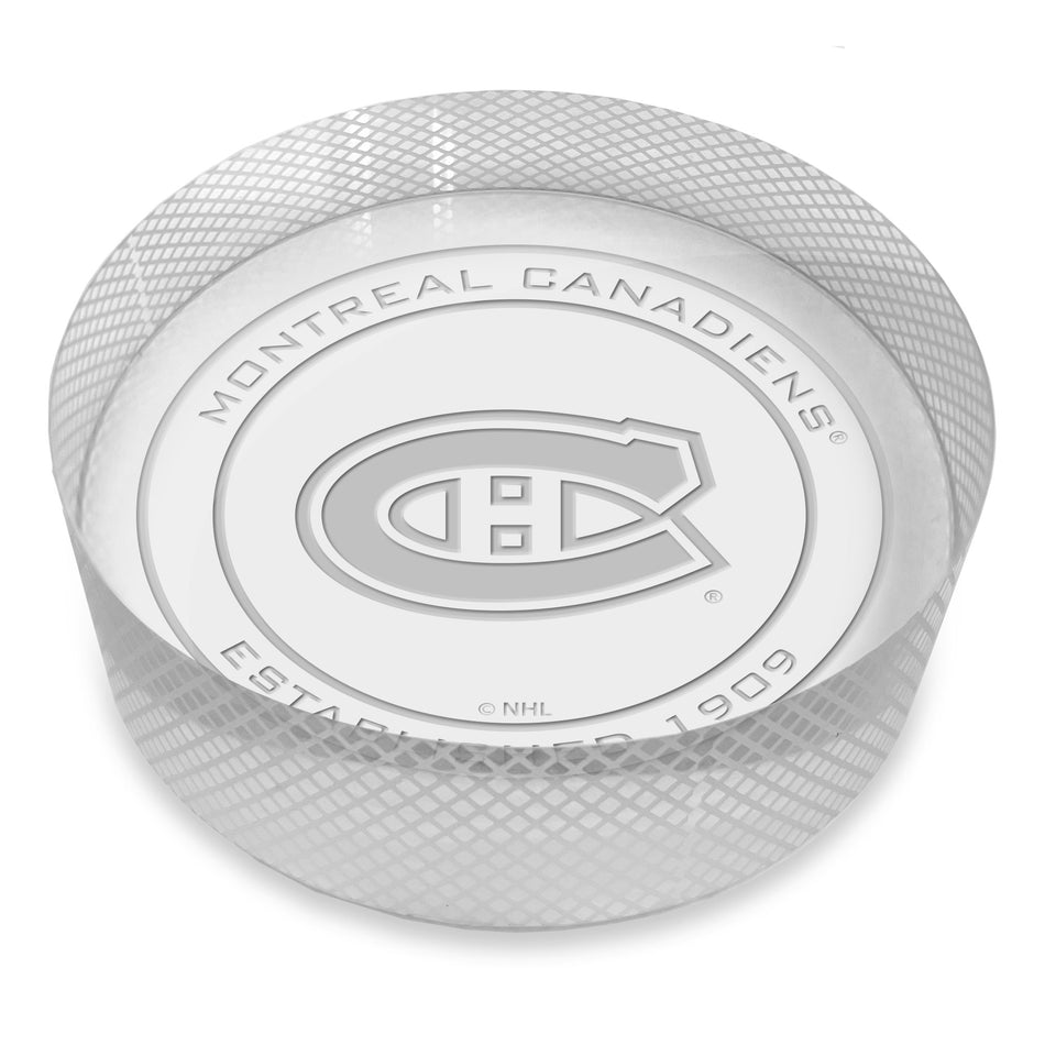 Montreal Canadians Official Logo Laser Etched Crystal Puck