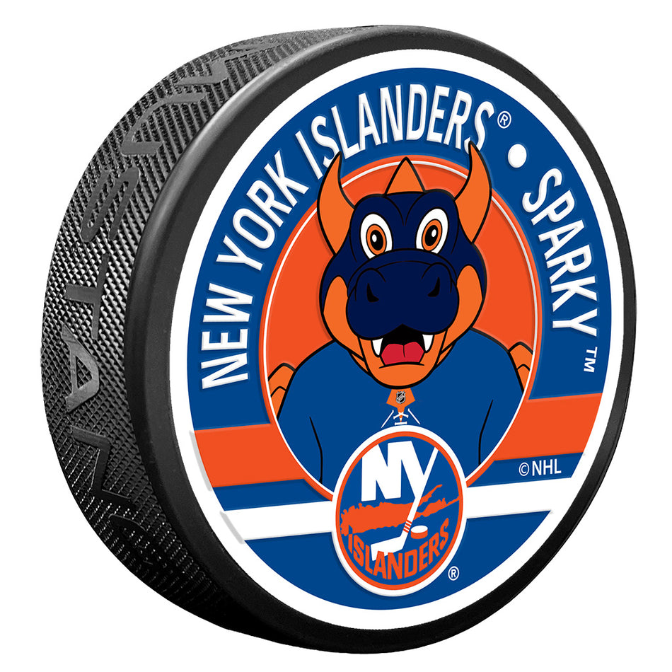 New York Islanders Sparky Mascot Textured Puck