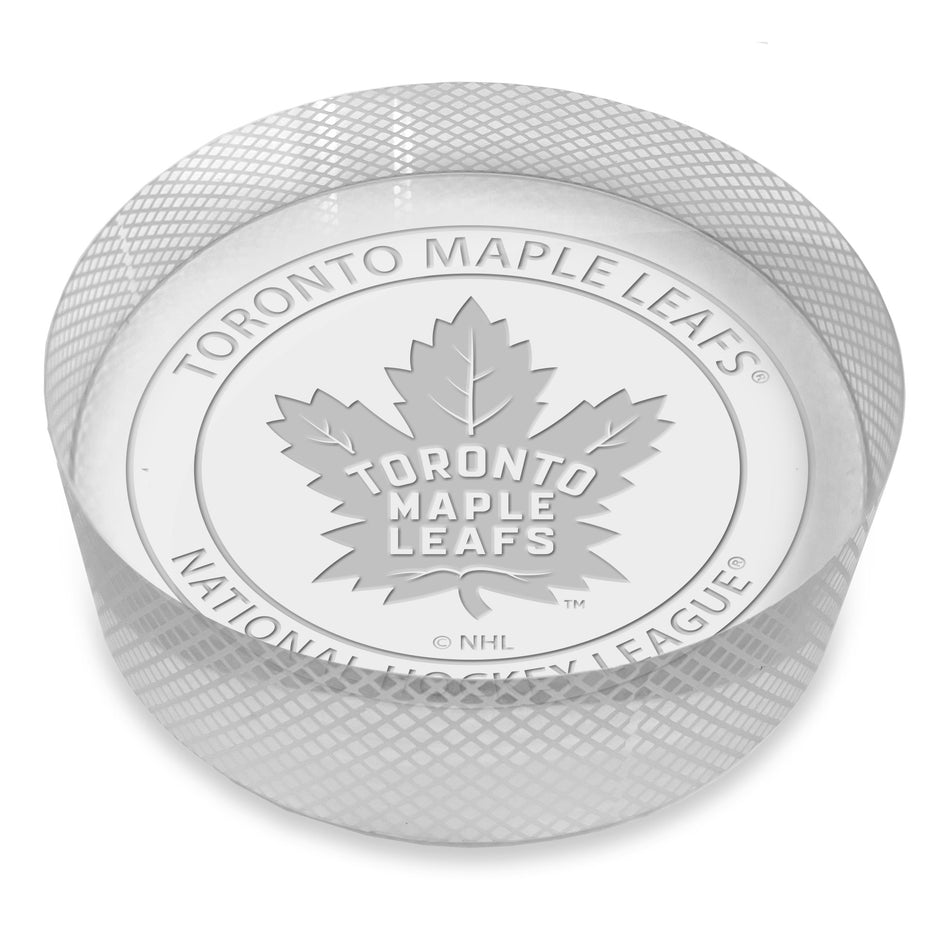 Toronto Maple Leafs Official Logo Laser Etched Crystal Puck